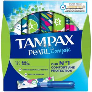 TAMPONES 100%ALGODON TAMPAX COMPAK PEARL SUPER 1